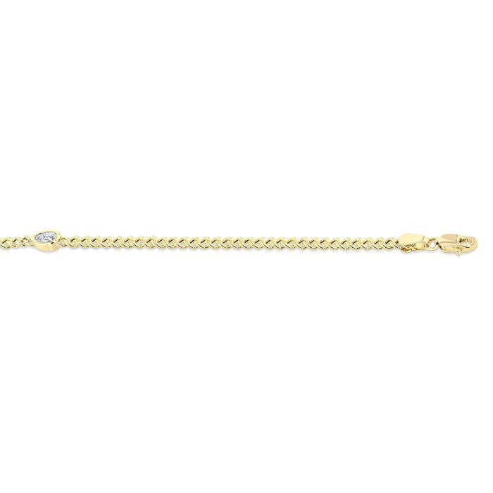 Pear Shape Curb Diamond Fashion Bracelet