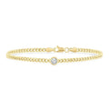 1/4 Ctw Round Cut Diamond Curb Link Bracelet in 14K Yellow Gold