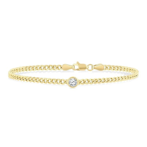 1/4 Ctw Round Cut Diamond Curb Link Bracelet in 14K Yellow Gold