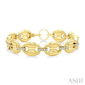 5/8 Ctw Bold Mariner Link Round Cut Diamond Aeris Gold Fashion Bracelet in 14K Yellow Gold