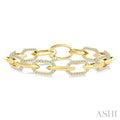 3 Ctw Open Window Hexagon Link Round Cut Diamond Aeris Gold Fashion Bracelet in 14K Yellow Gold