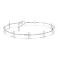1/6 Ctw Cross Charm Petite Round Cut Diamond Station Bracelet in 10K White Gold