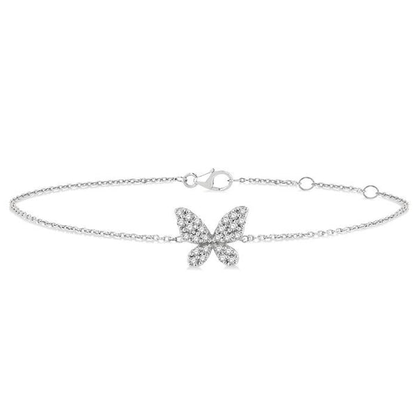 1/6 Ctw Petite Butterfly Round Cut Diamond Fashion Bracelet in 10K White Gold