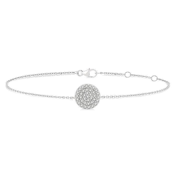 1/6 Ctw Petite Circular Disc Round Cut Diamond Fashion Bracelet in 10K White Gold