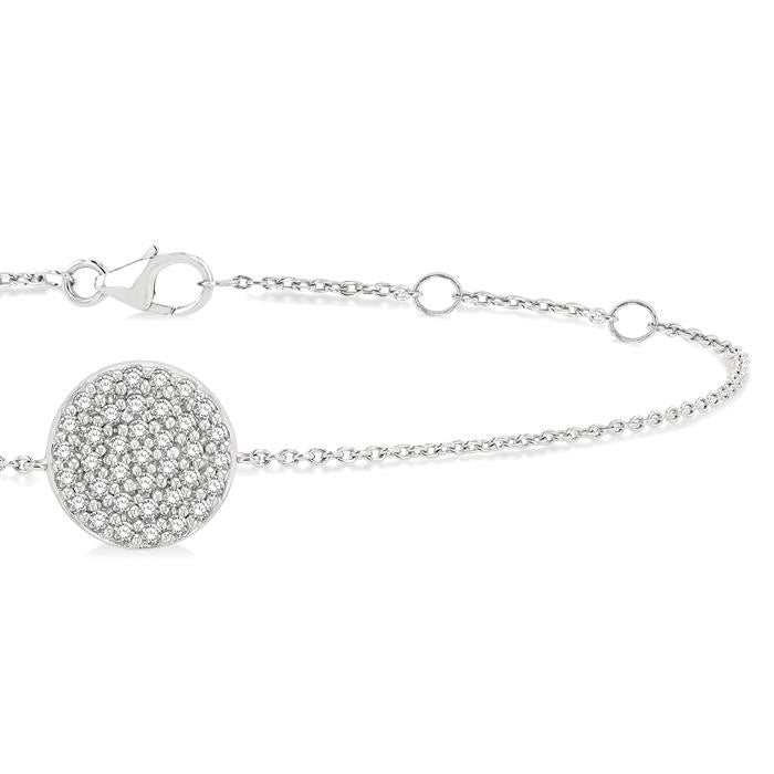 1/6 Ctw Petite Circular Disc Round Cut Diamond Fashion Bracelet in 10K White Gold