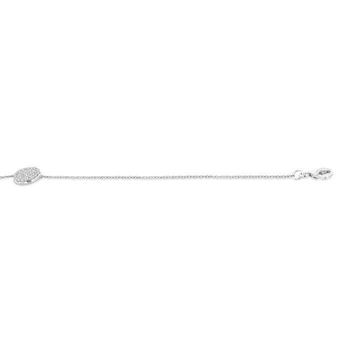 1/6 Ctw Petite Circular Disc Round Cut Diamond Fashion Bracelet in 10K White Gold