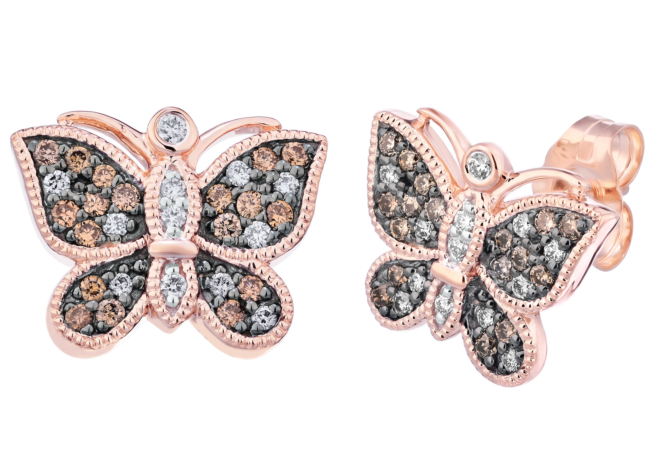 Diamond and Brown Butterfly Earrings