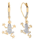 Diamond Two Tone Frog Dangle Earrings
