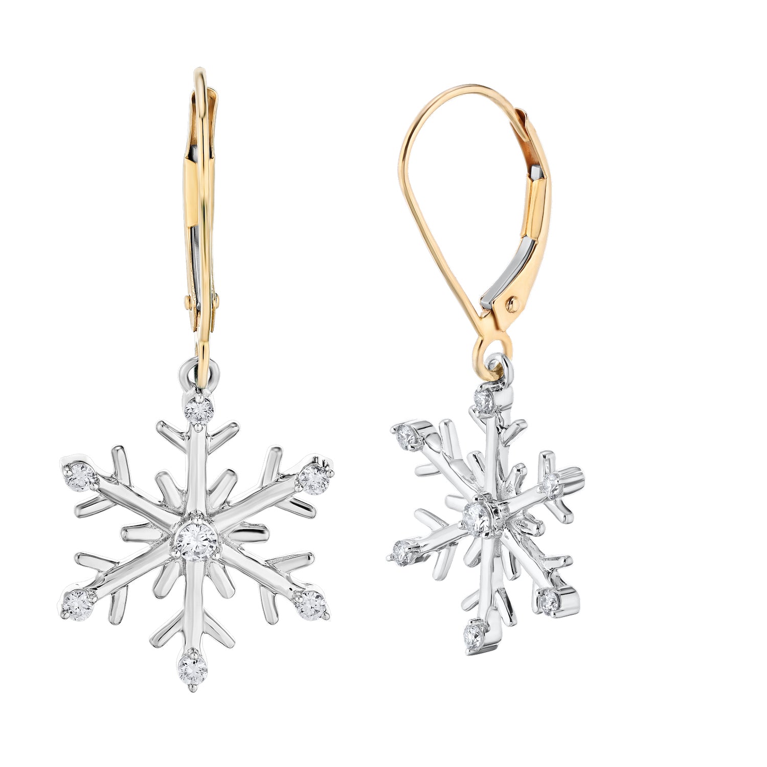 Diamond Snowflake Dangle Earrings
