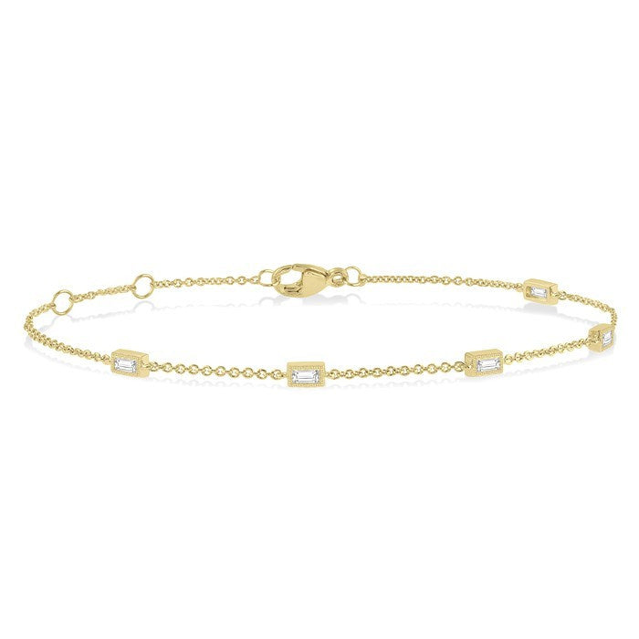 1/4 Ctw Petite Baguette Diamond Station Bracelet in 14K Yellow Gold