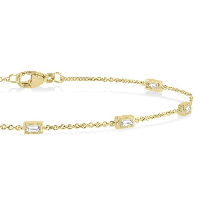 1/4 Ctw Petite Baguette Diamond Station Bracelet in 14K Yellow Gold
