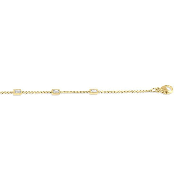 1/4 Ctw Petite Baguette Diamond Station Bracelet in 14K Yellow Gold