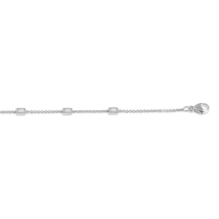 Petite Baguette Diamond Station Fashion Chain Bracelet