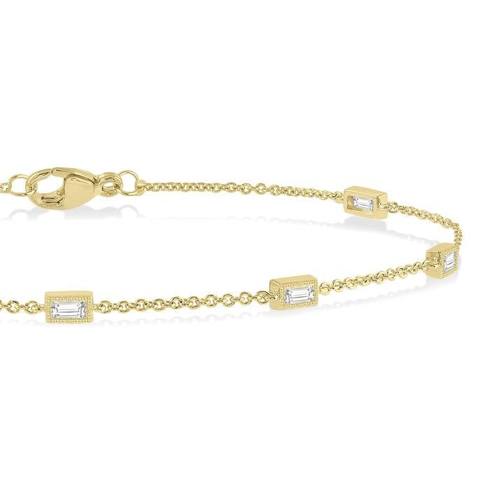 1/4 Ctw Petite Baguette Diamond Station Bracelet in 10K Yellow Gold