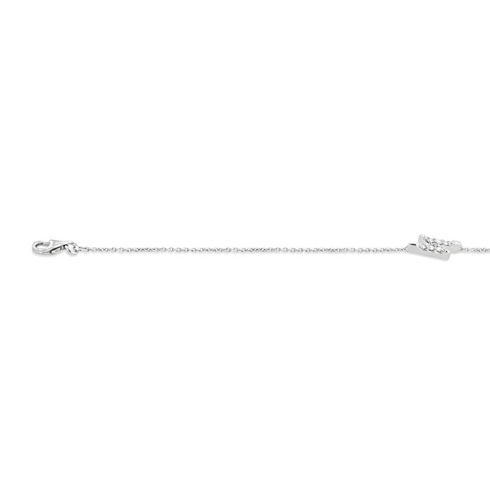 1/10 Ctw Petite Lightning Bolt Round Cut Diamond Fashion Bracelet in 10K White Gold