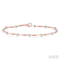 1/10 Ctw Round Cut Diamond Illusion Plate Link Bracelet in 10K Rose and White Gold