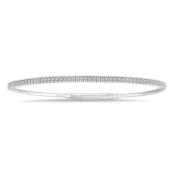 1/4 Ctw Halfway Round Cut Diamond Flex Bangle in 14K White Gold