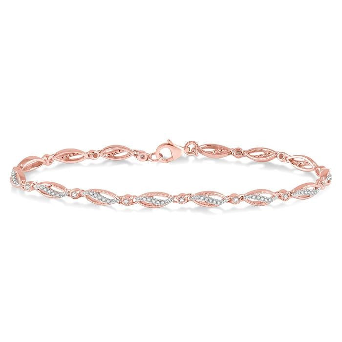 1/3 Ctw Round Cut Diamond Marquise Fashion Bracelet in 10K Rose Gold