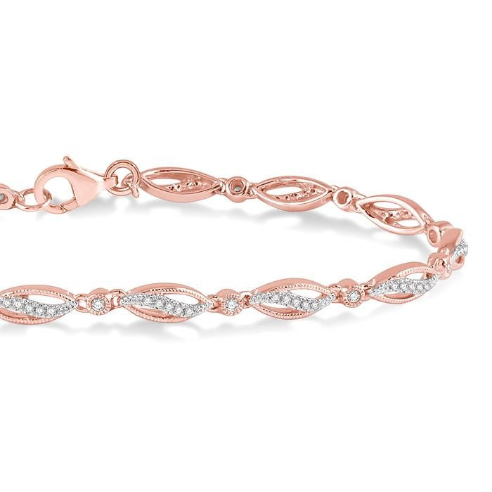 1/3 Ctw Round Cut Diamond Marquise Fashion Bracelet in 10K Rose Gold