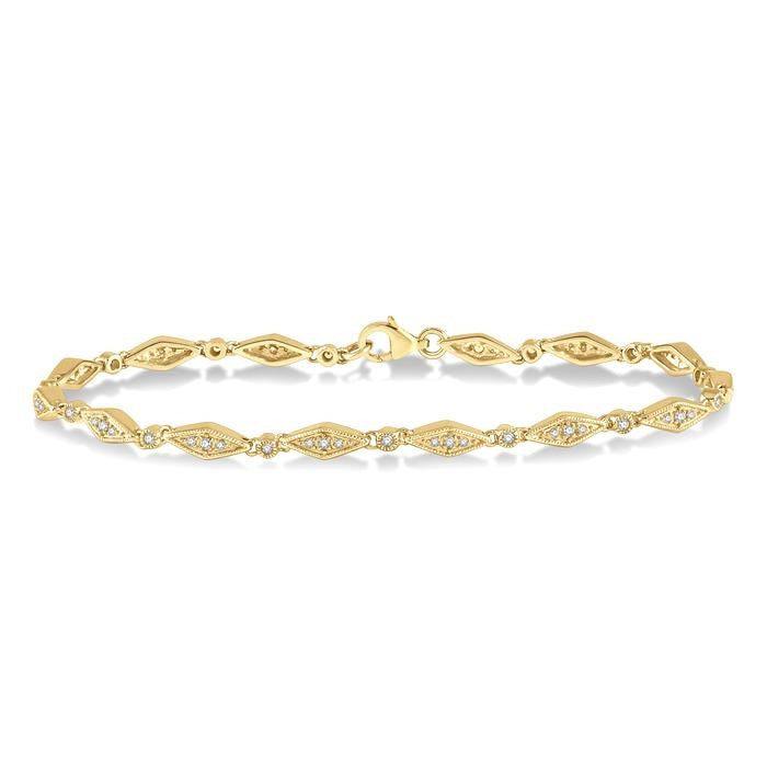 1/3 Ctw Round Cut Diamond Shape Fashion Bracelet in 10K Yellow Gold