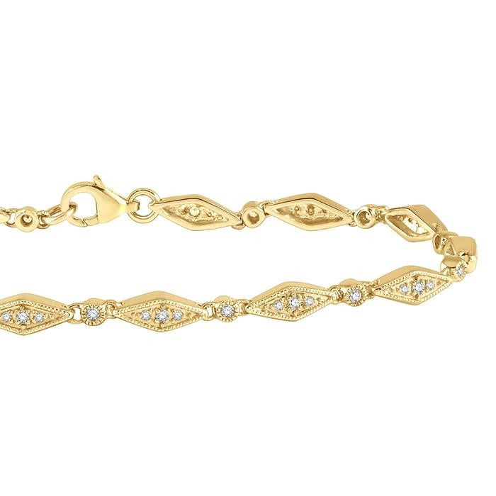 1/3 Ctw Round Cut Diamond Shape Fashion Bracelet in 10K Yellow Gold