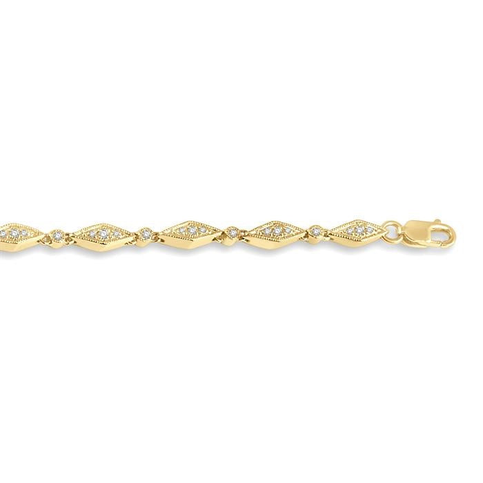 1/3 Ctw Round Cut Diamond Shape Fashion Bracelet in 10K Yellow Gold