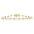 1 Ctw Clover Motif Round Cut Diamond Bracelet in 14K Yellow Gold
