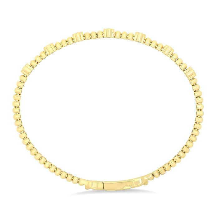 1/6 Ctw Round Cut Bead Bijoux Diamond Clover Bead Fashion Flex Bangle in 10K Yellow Gold
