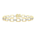 1/3 Ctw Round Cut Diamond Bold Octagonal Shape Link Bracelet in 10K Yellow and White Gold