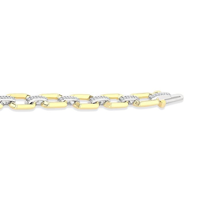 1/3 Ctw Round Cut Diamond Bold Octagonal Shape Link Bracelet in 10K Yellow and White Gold