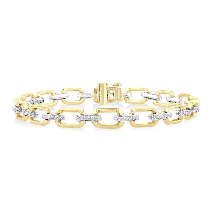 Bold Octagon Shape Link Diamond Fashion Bracelet
