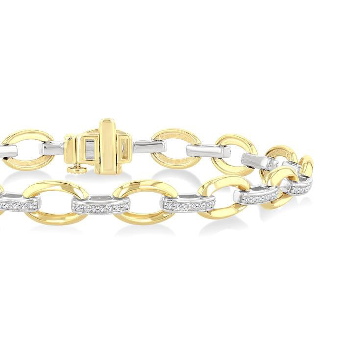 Bold Oval Shape Link Diamond Fashion Bracelet
