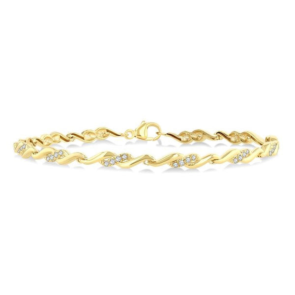 1/4 Ctw Swirl Round Cut Diamond Fashion Bracelet in 10K Yellow Gold