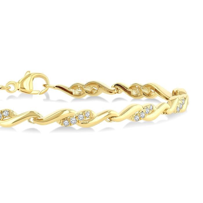 1/4 Ctw Swirl Round Cut Diamond Fashion Bracelet in 10K Yellow Gold