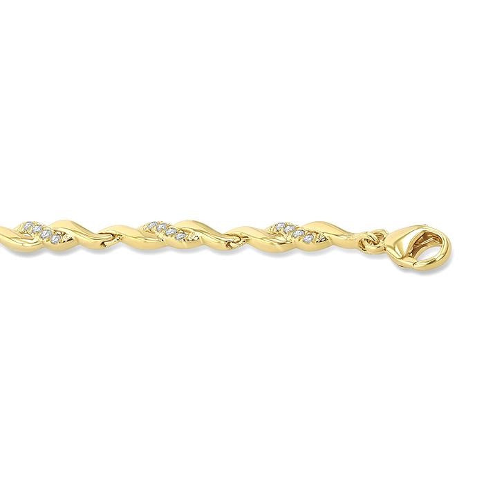 1/4 Ctw Swirl Round Cut Diamond Fashion Bracelet in 10K Yellow Gold