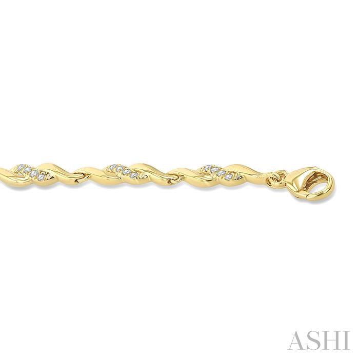 1/4 Ctw Swirl Round Cut Diamond Fashion Bracelet in 10K Yellow Gold