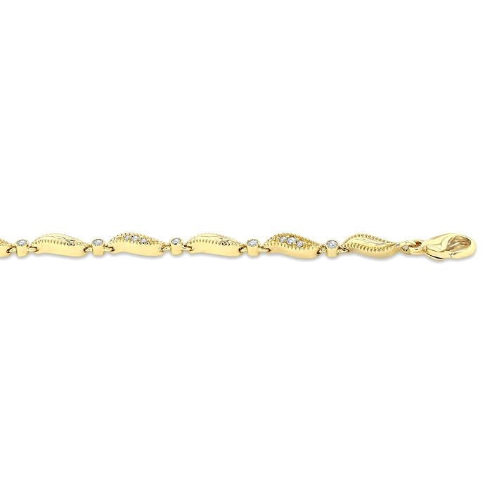 1/4 Ctw Wave Link Round Cut Diamond Fashion Bracelet in 10K Yellow Gold