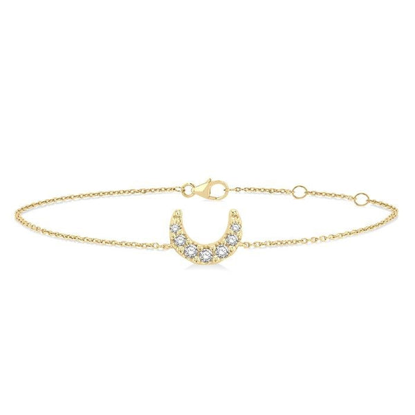 1/20 Ctw Petite Crescent Moon Round Cut Diamond Fashion Bracelet in 10K Yellow Gold