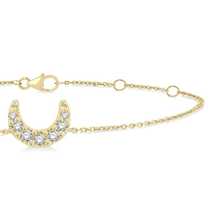 1/20 Ctw Petite Crescent Moon Round Cut Diamond Fashion Bracelet in 10K Yellow Gold