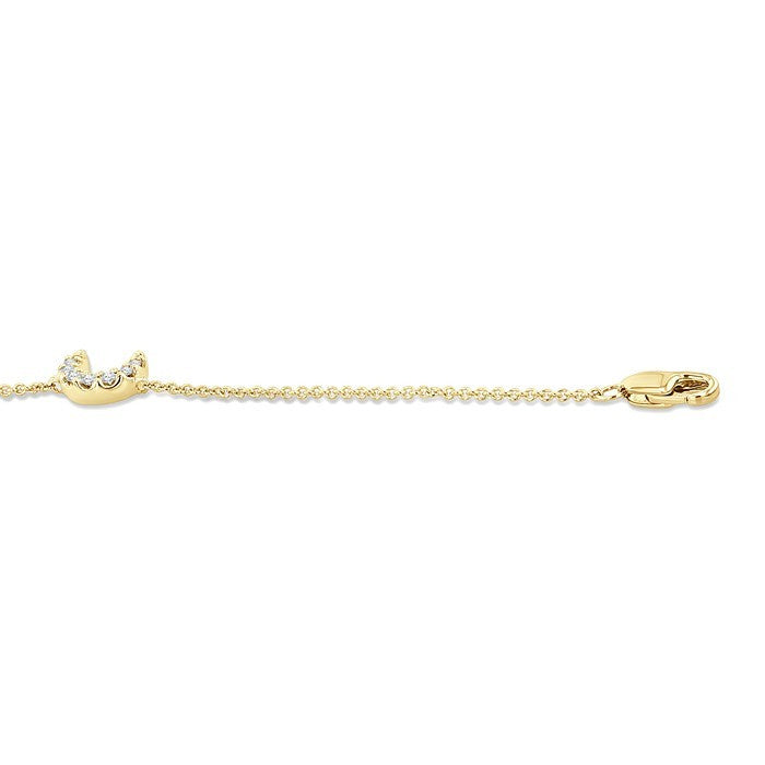 1/20 Ctw Petite Crescent Moon Round Cut Diamond Fashion Bracelet in 10K Yellow Gold