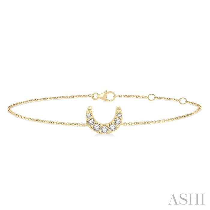 1/20 Ctw Petite Crescent Moon Round Cut Diamond Fashion Bracelet in 10K Yellow Gold