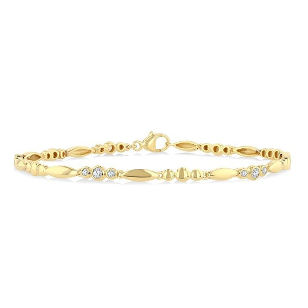 1/4 Ctw Marquise & Trio Circular Mount Round Cut Diamond Fashion Bracelet in 10K Yellow Gold