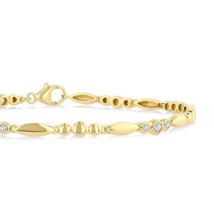 1/4 Ctw Marquise & Trio Circular Mount Round Cut Diamond Fashion Bracelet in 10K Yellow Gold