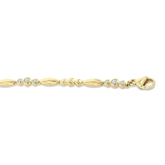1/4 Ctw Marquise & Trio Circular Mount Round Cut Diamond Fashion Bracelet in 10K Yellow Gold