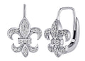 Diamond Lis Royale Fleur de Lis Lever Back Earrings