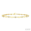 1/4 Ctw Kite Mount & Bead Link Round Cut Bead Bijoux Diamond Fashion Bracelet in 10K Yellow Gold