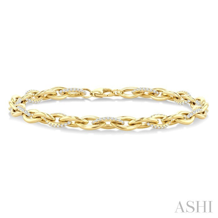 1 Ctw Round Cut Diamond Marquise Shape Open Link Bracelet in 14K Yellow Gold