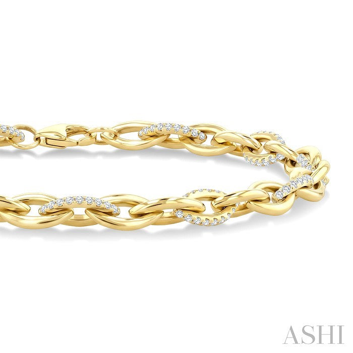 1 Ctw Round Cut Diamond Marquise Shape Open Link Bracelet in 14K Yellow Gold