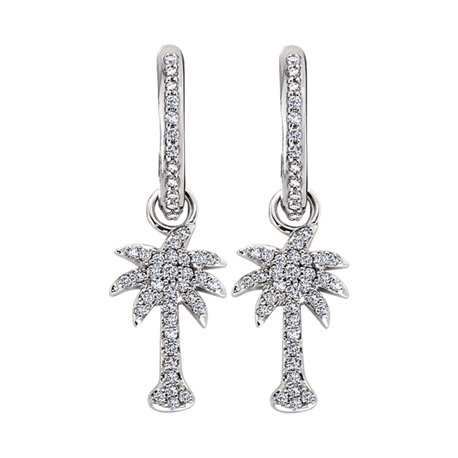 Diamond Palm Tree Dangle Earrings