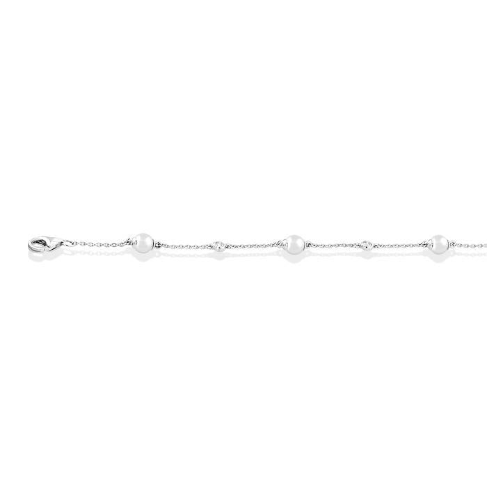 Pearl & Diamond Station Chain Bracelet